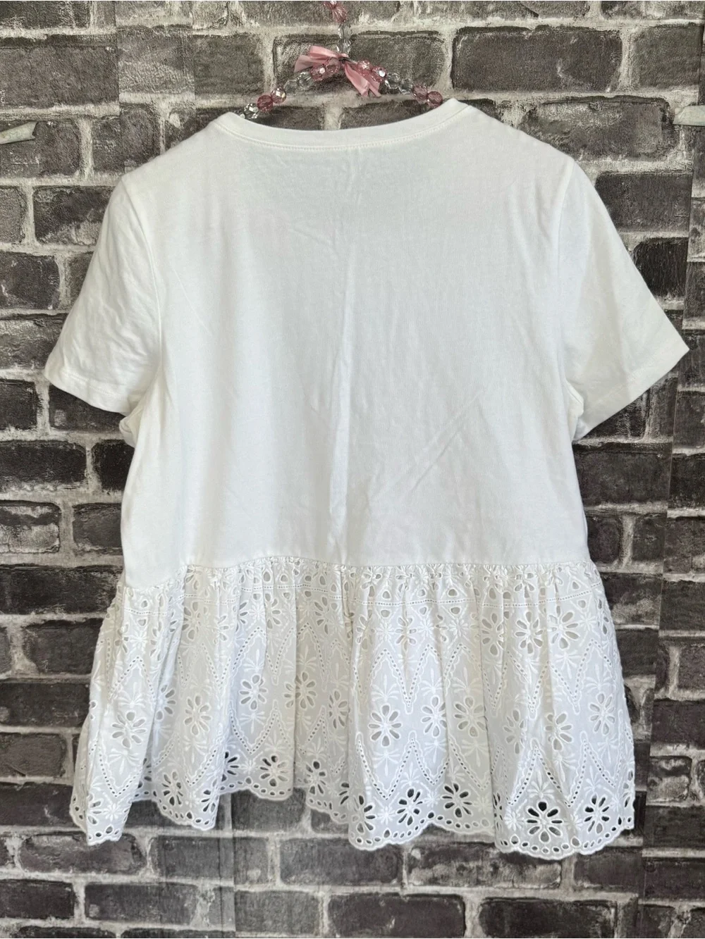 Broome Street Kate Spade peplum tee shirt top white eyelet